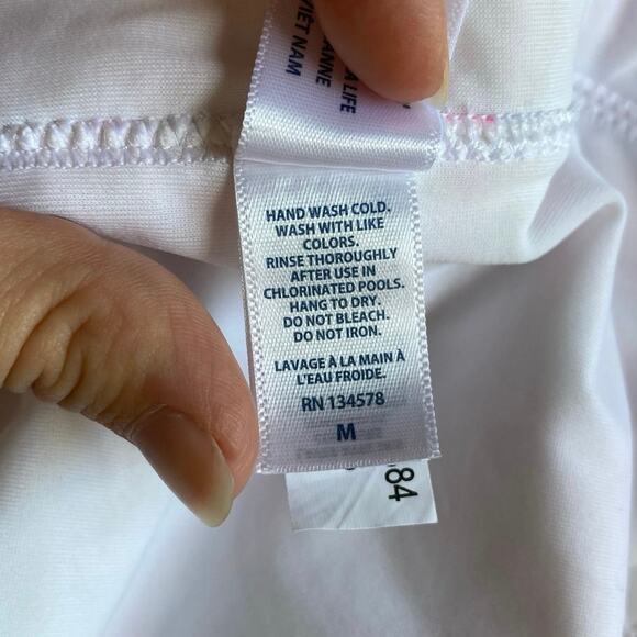 Vineyard Vines Palms and Plumeria Smocked Bikini Bottoms‎ Size M Pink Vacation - Picture 7 of 8